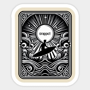 Surf man with tarot card style Sticker